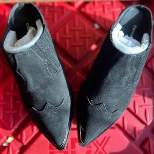 Chinese Laundry Black Suede Ankle Booties